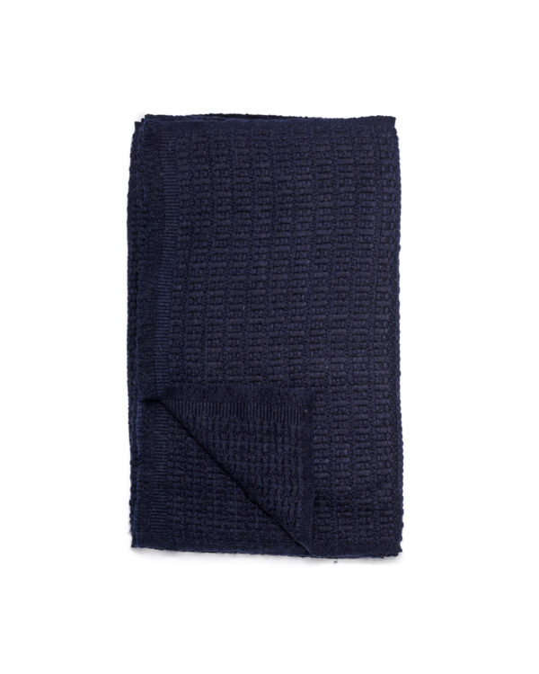 Cashmere Blend Textured Weave Scarf - Dark Navy