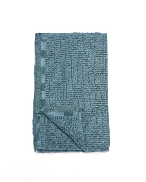 Cashmere Blend Textured Weave Scarf - Teal Blue