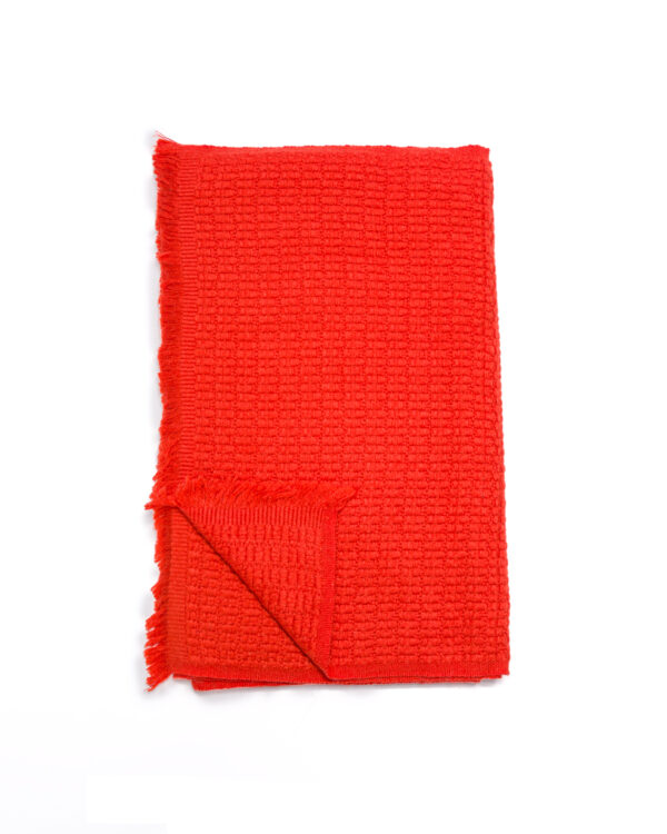 Cashmere Blend Textured Weave Scarf - Flame