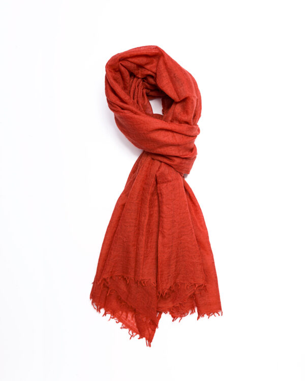 Fine Cashmere Large Scarf- Spicy Orange