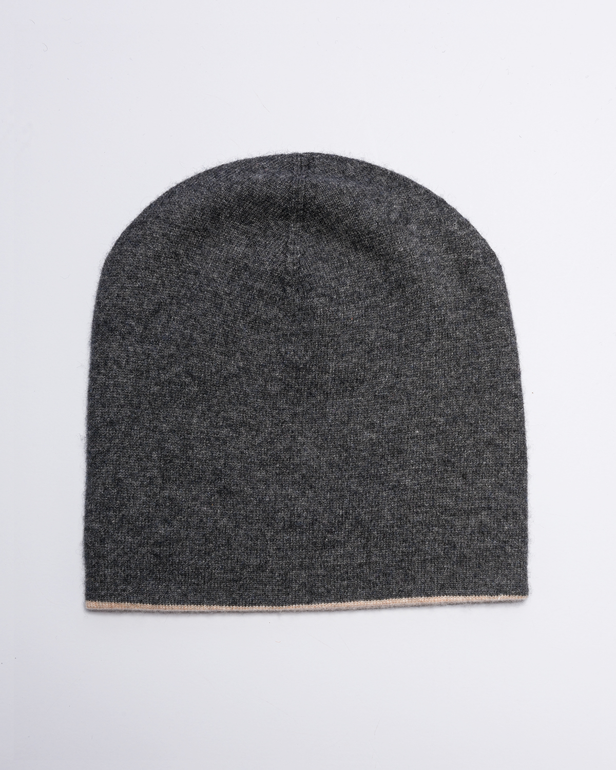 Cashmere Reversible Hat - Charcoal/ Cream