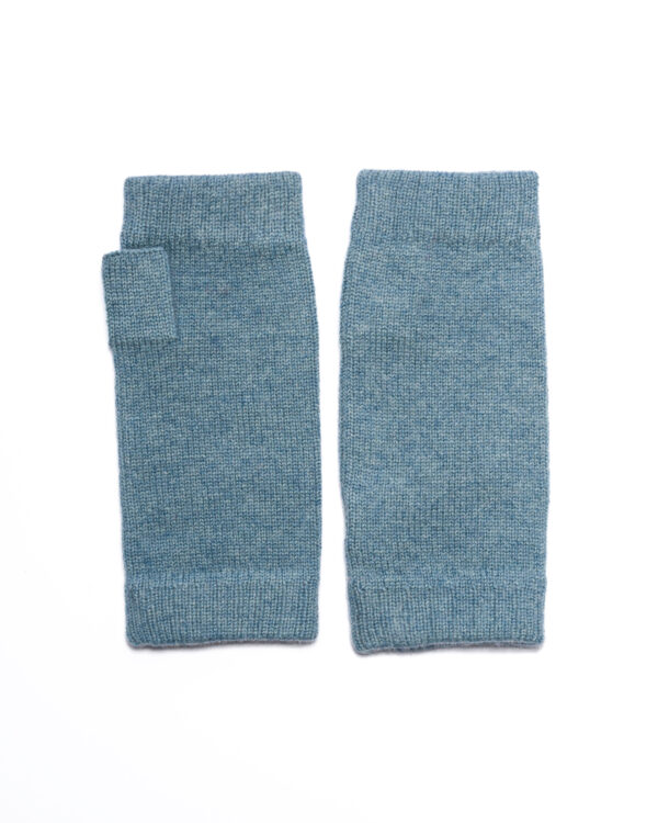 Cashmere Lambswool Finger less Gloves Teal Blue