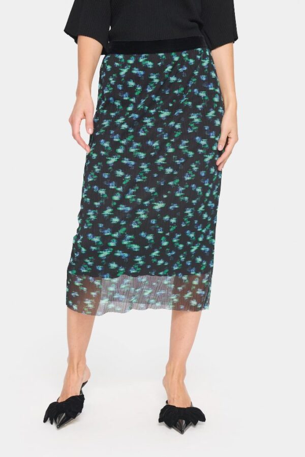 Saint Tropez Haldora Skirt - Black Blurry Mini Blooms