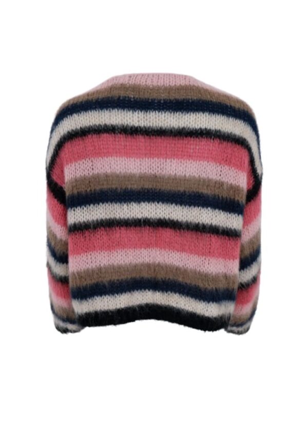 Black Colour Casey Multi Striped Cardigan Rose Multi