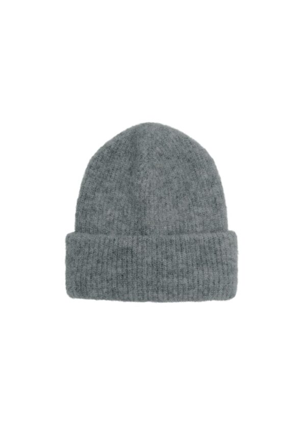 Black Colour Alpaca Mix GINGER Rib Hat - Grey