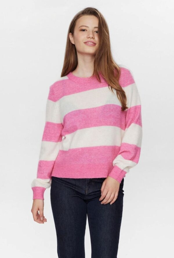 NURIETTE BIG STRIPE PULLOVER - Pink Cosmos