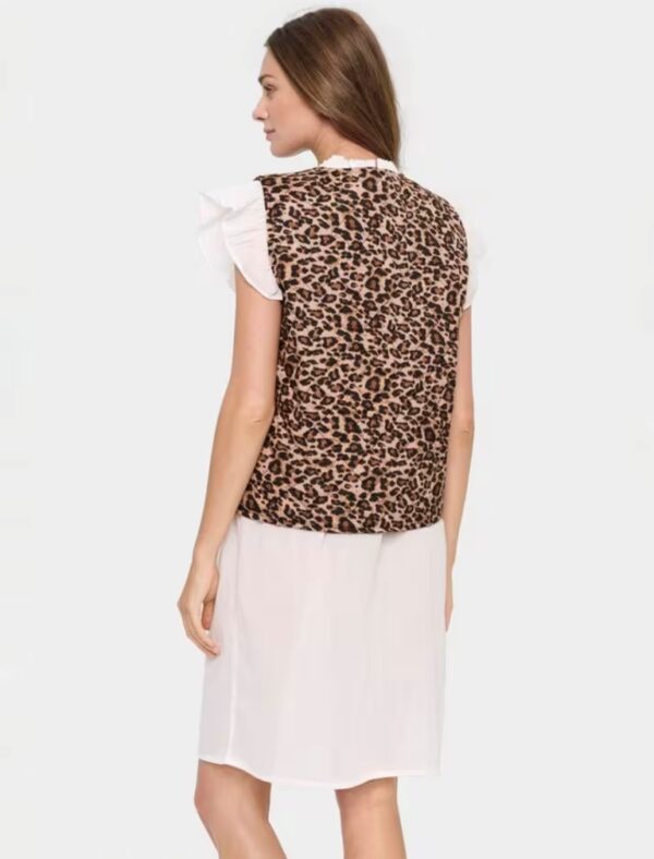 Saint Tropez Evitta Quilted Vest - Leopard Print