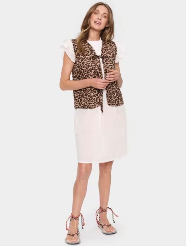 Saint Tropez Evitta Quilted Vest - Leopard Print