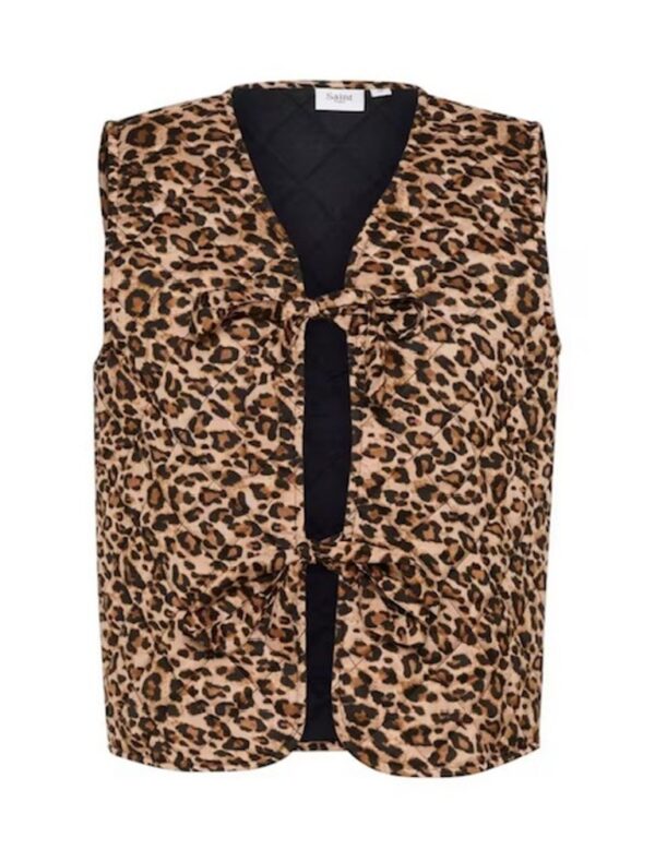 Saint Tropez Evitta Quilted Vest - Leopard Print