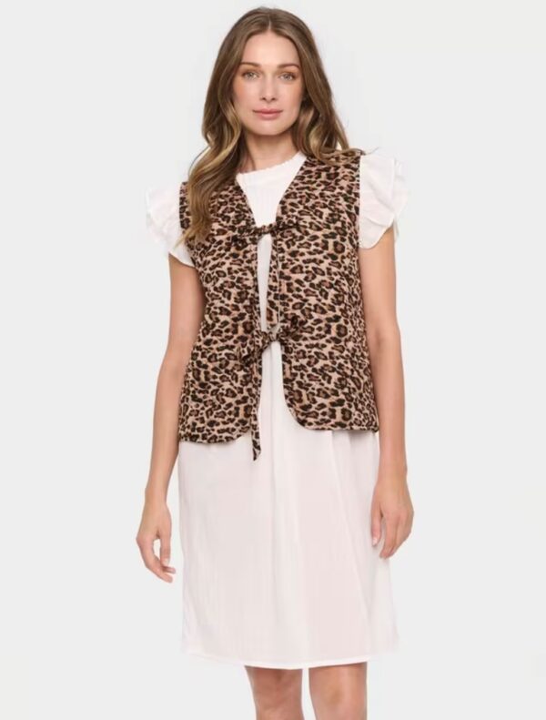 Saint Tropez Evitta Quilted Vest - Leopard Print