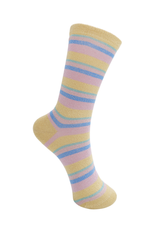 Black Colour Brandi Striped Sock Citron