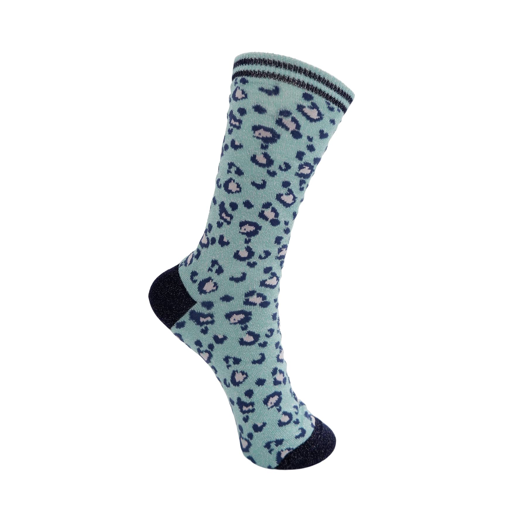 Black Colour Leo Sock Mint Sky